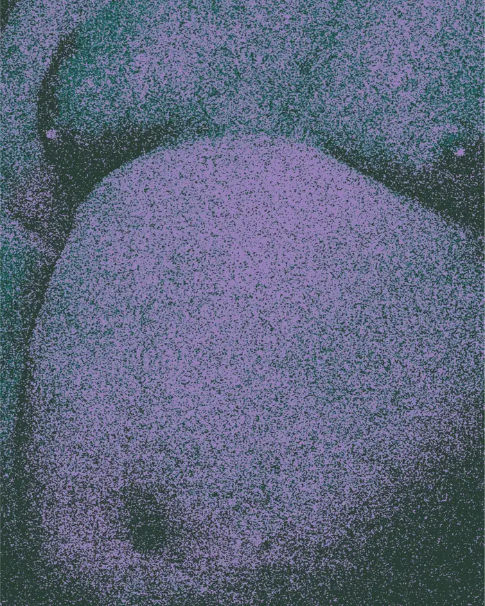 Dusty — poster with a hard grainy tritone texture.