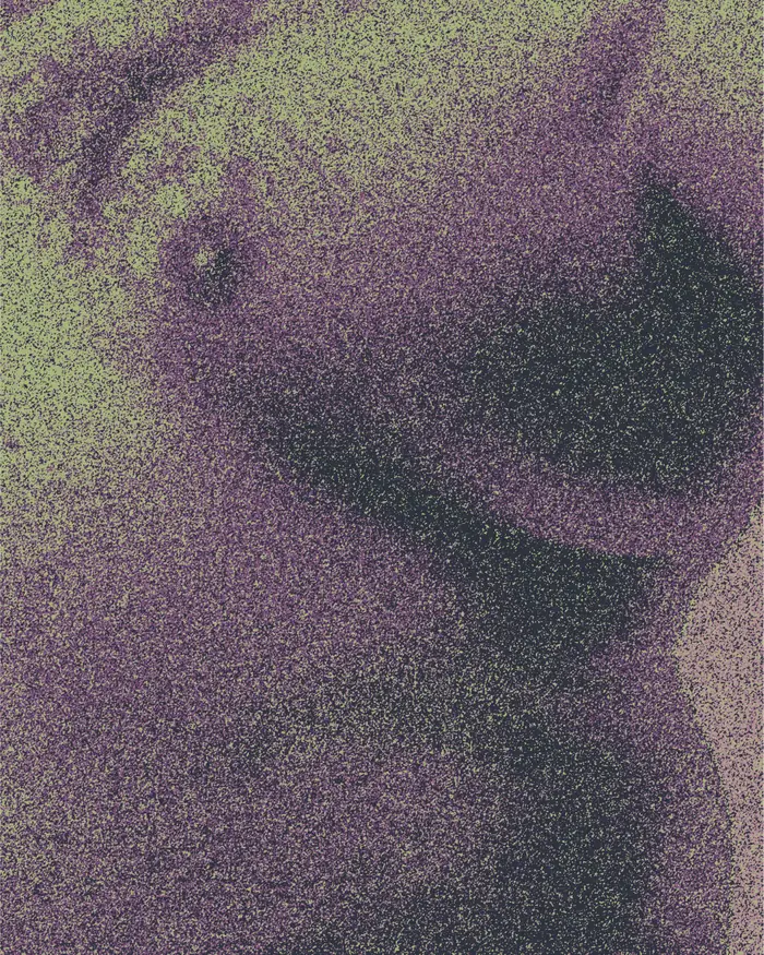 Oliver — poster with a hard grainy tritone texture.
